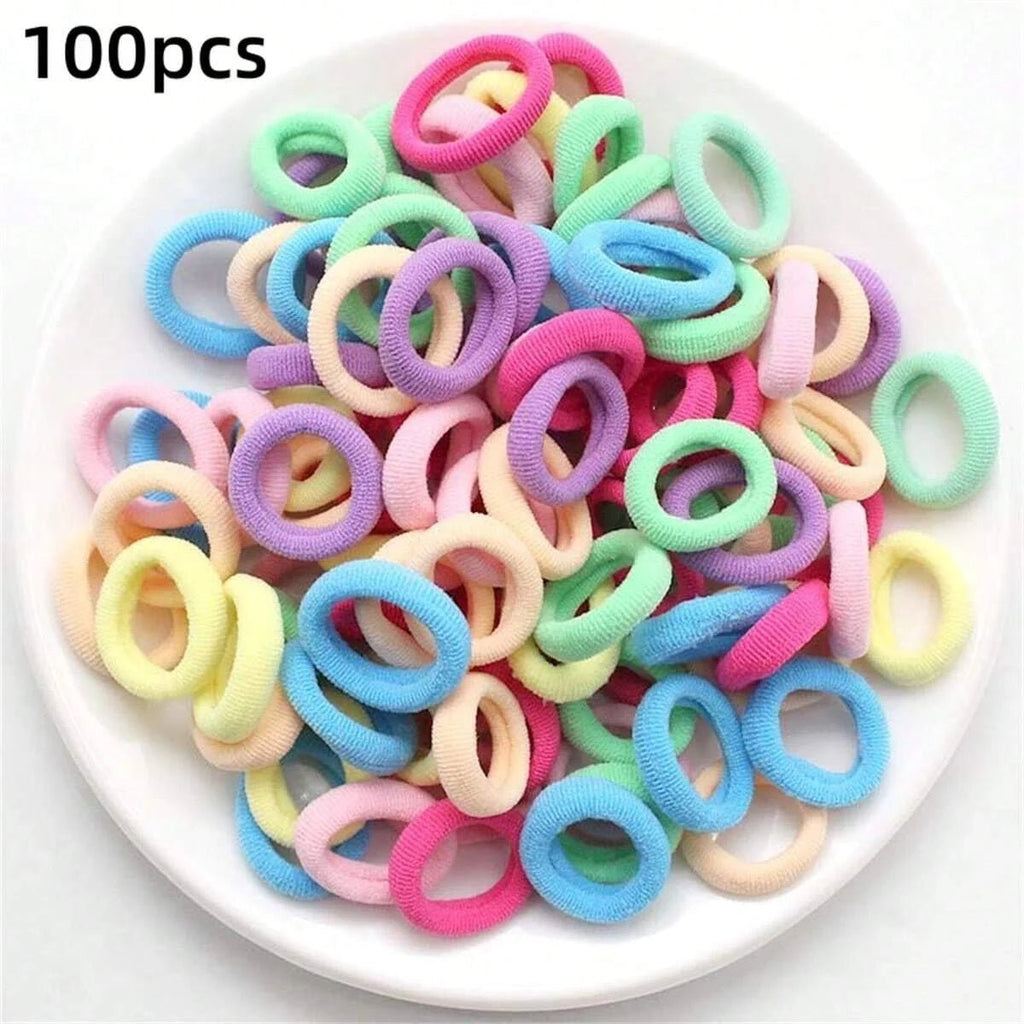 Colourful Nylon Elastic Hair Ties for Girls - Ponytail Scrunchie Pack - lily supply