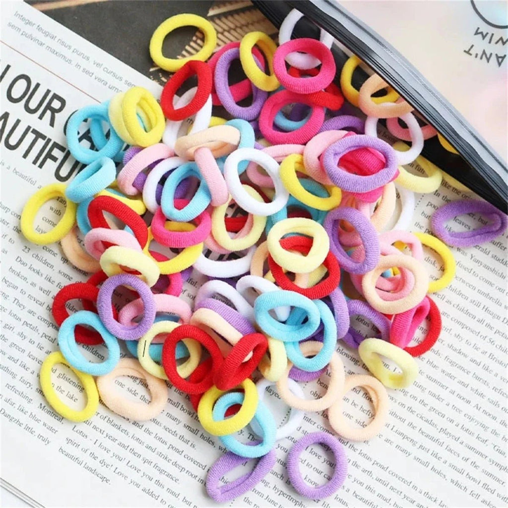 Colourful Nylon Elastic Hair Ties for Girls - Ponytail Scrunchie Pack - lily supply