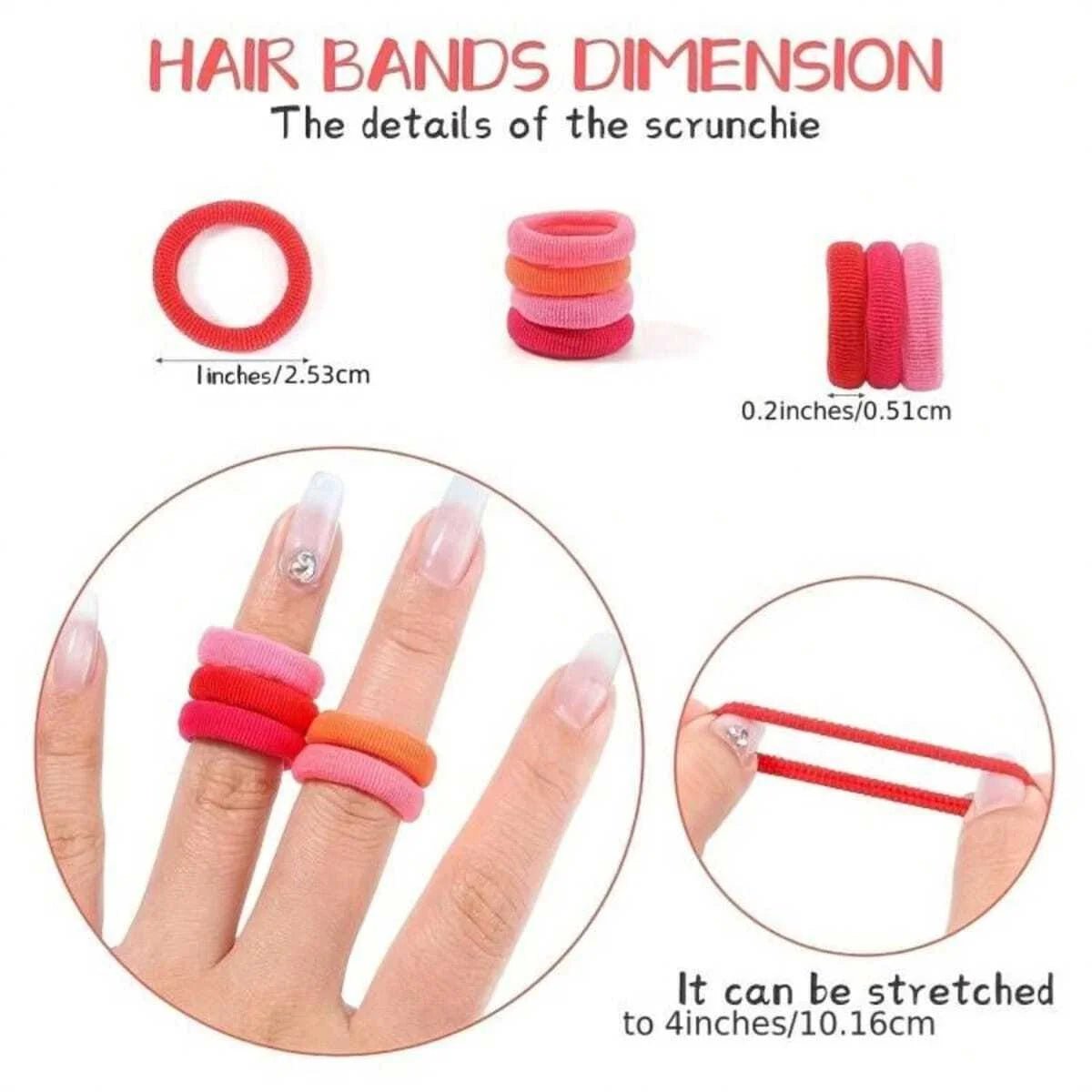 Colourful Nylon Elastic Hair Ties for Girls - Ponytail Scrunchie Pack - lily supply