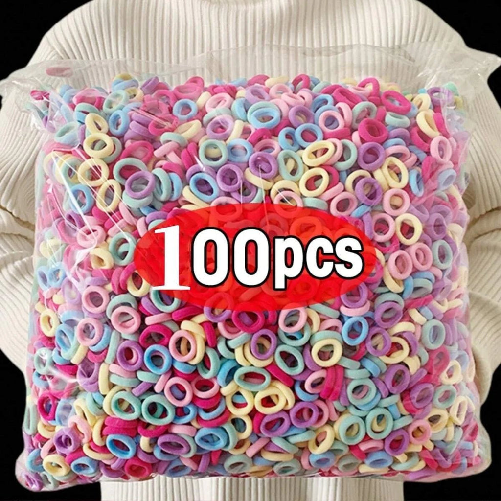 Colourful Nylon Elastic Hair Ties for Girls - Ponytail Scrunchie Pack - lily supply