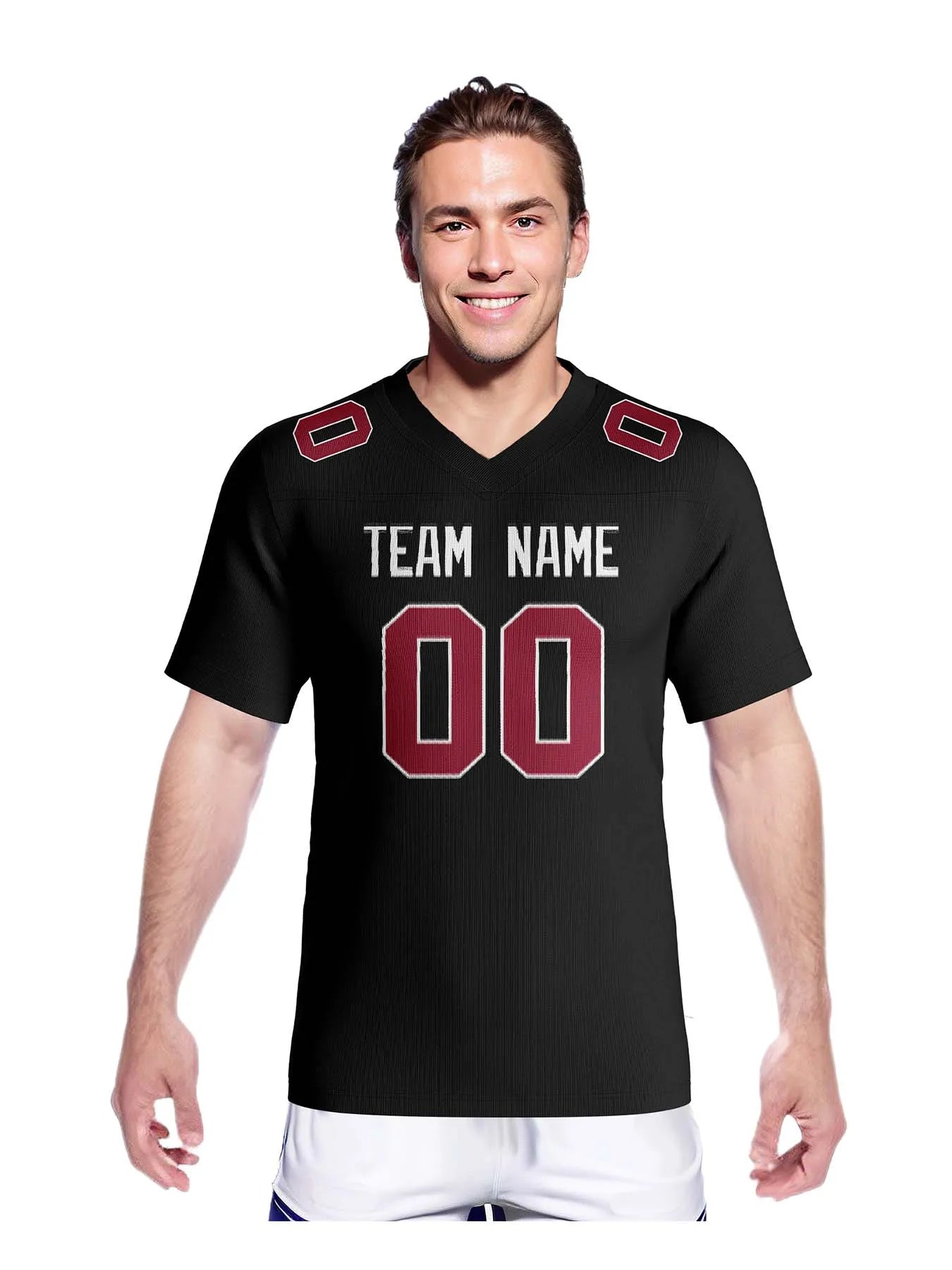Custom American Football Jersey – Black & Red Personalised Shirt - lily supply