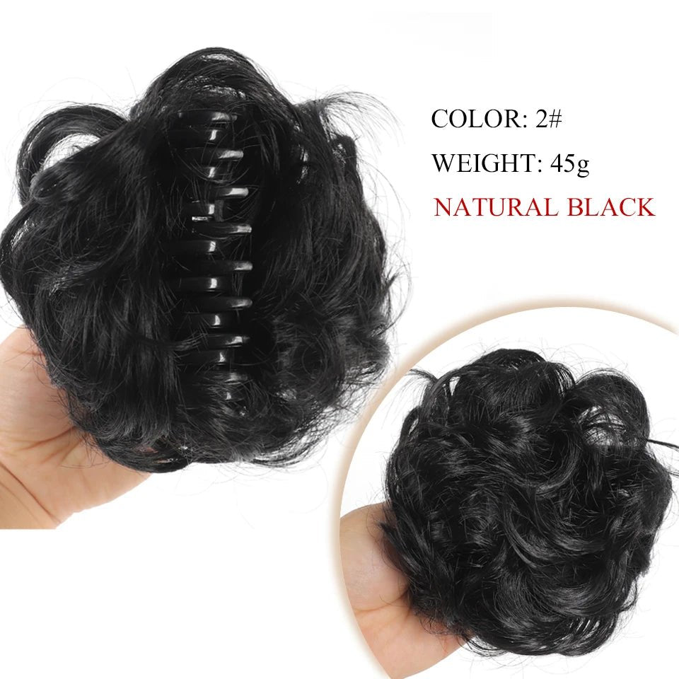 Synthetic Wavy Curly Messy Bun Claw Clip Hair Piece - Ponytail Extension - lily supply
