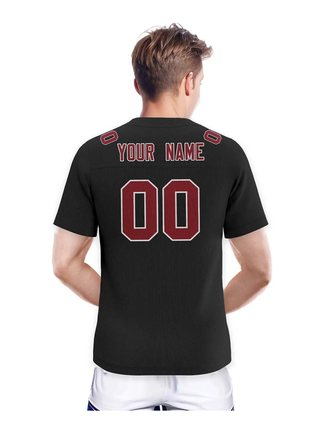 Custom American Football Jersey – Black & Red Personalised Shirt - lily supply