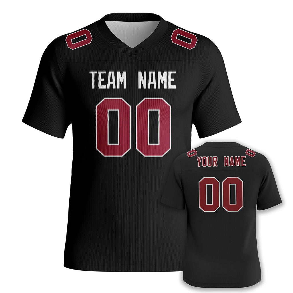 Custom American Football Jersey – Black & Red Personalised Shirt - lily supply