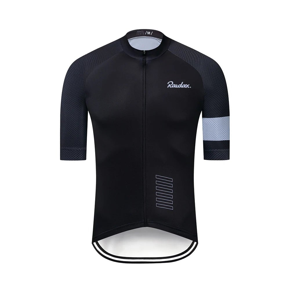Raudax Classic Black Cycling Jersey – Short Sleeve Racing Top - lily supply