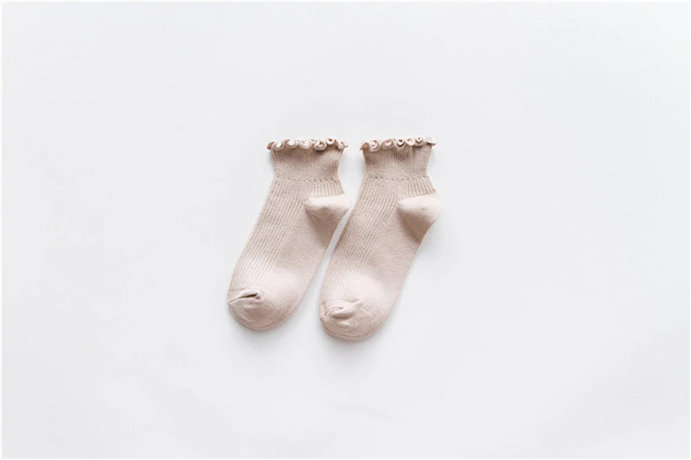 Fashion Lace Ruffles Soft Cotton Women Socks