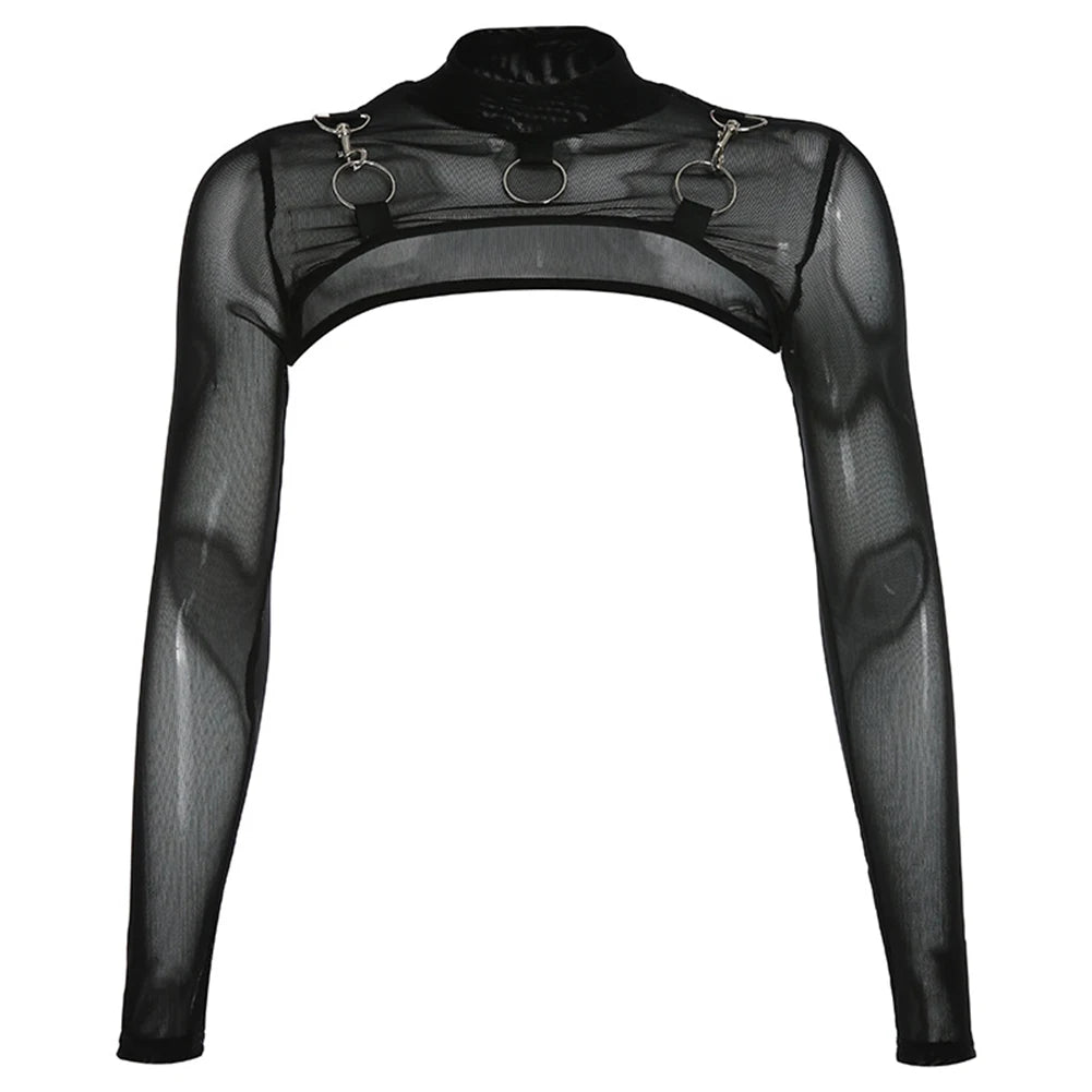 Women's Mesh See-Through Sheer Crop Top
