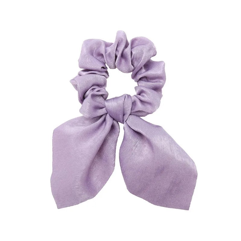 Floral Bow Scrunchies - Printed Elastic Hair Ties for Women & Girls