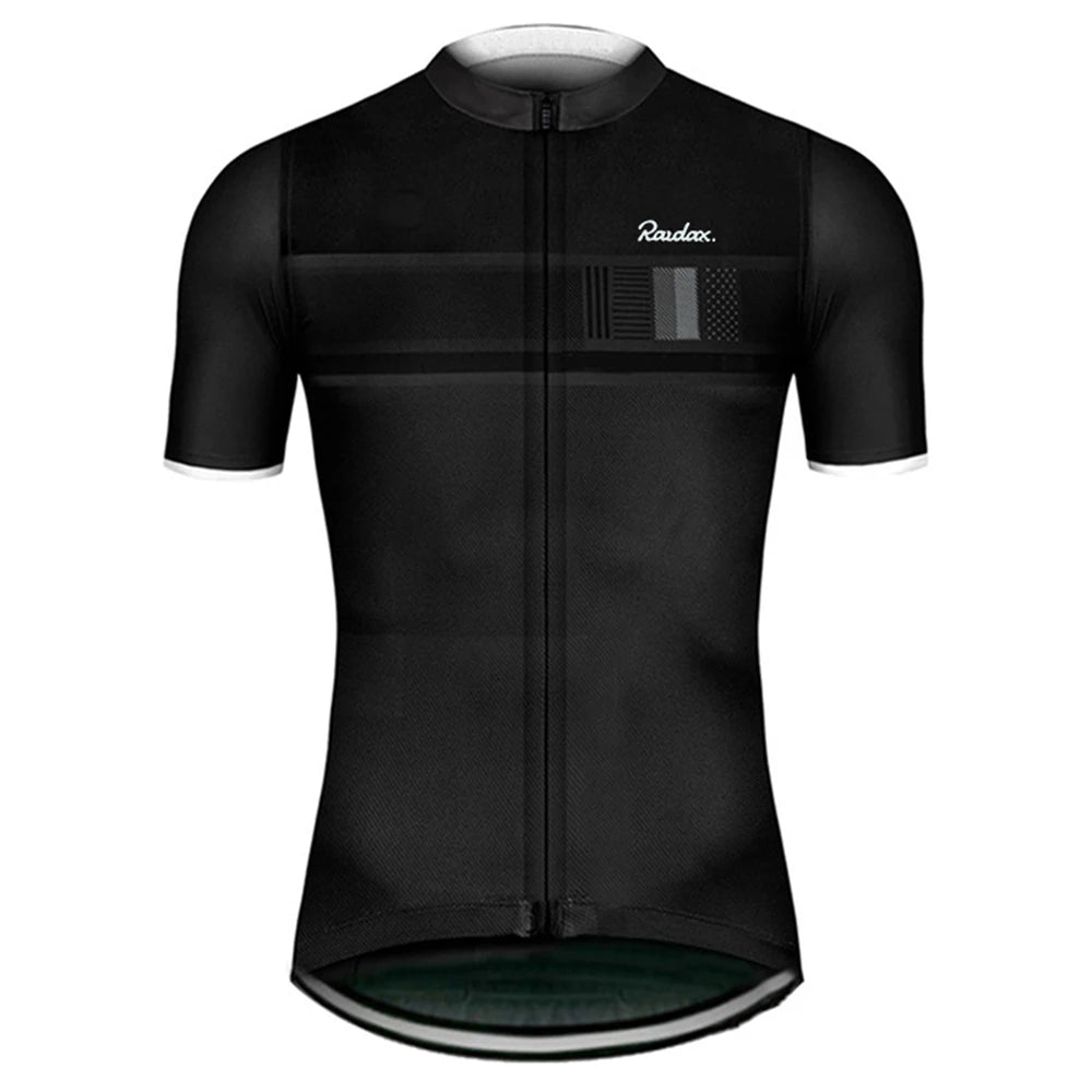 Raudax Classic Black Cycling Jersey – Short Sleeve Racing Top - lily supply