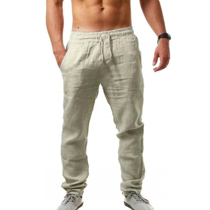 Men's Cotton Linen Pants - Breathable Loose Summer Trousers