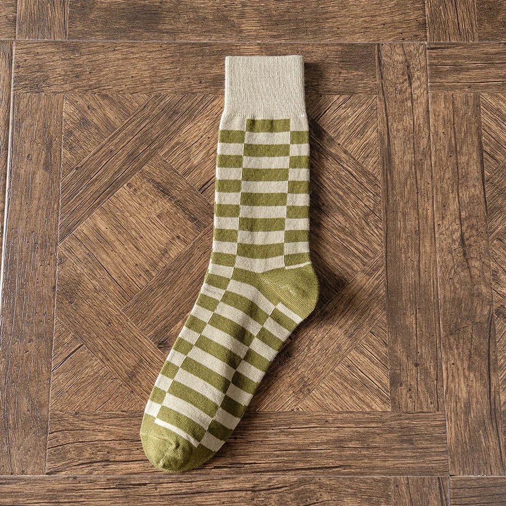 Salina Women's Combed Cotton Mid Tube Calf Socks - Retro Fashion Leisure Sports