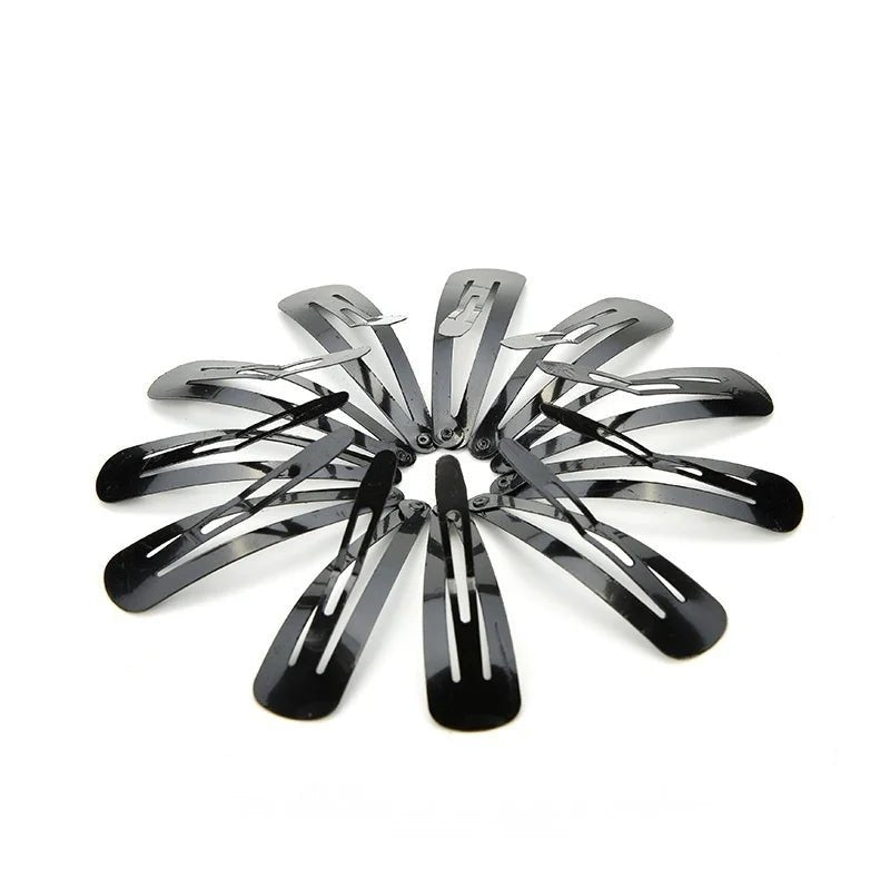 12pcs Simple Black Straight Hair Clips - Snap Barrettes for Women - lily supply