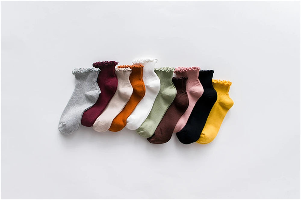 Fashion Lace Ruffles Soft Cotton Women Socks