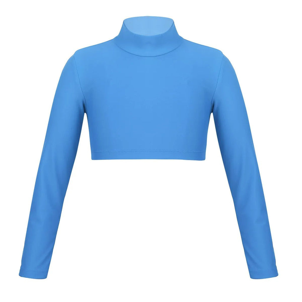 Kids Girls Crop Tops Girl's T-Shirts Top Long Sleeves Tshirts Ballet Gymnastics Dance Wear Children Sports Fitness Tops Tees - lily supply