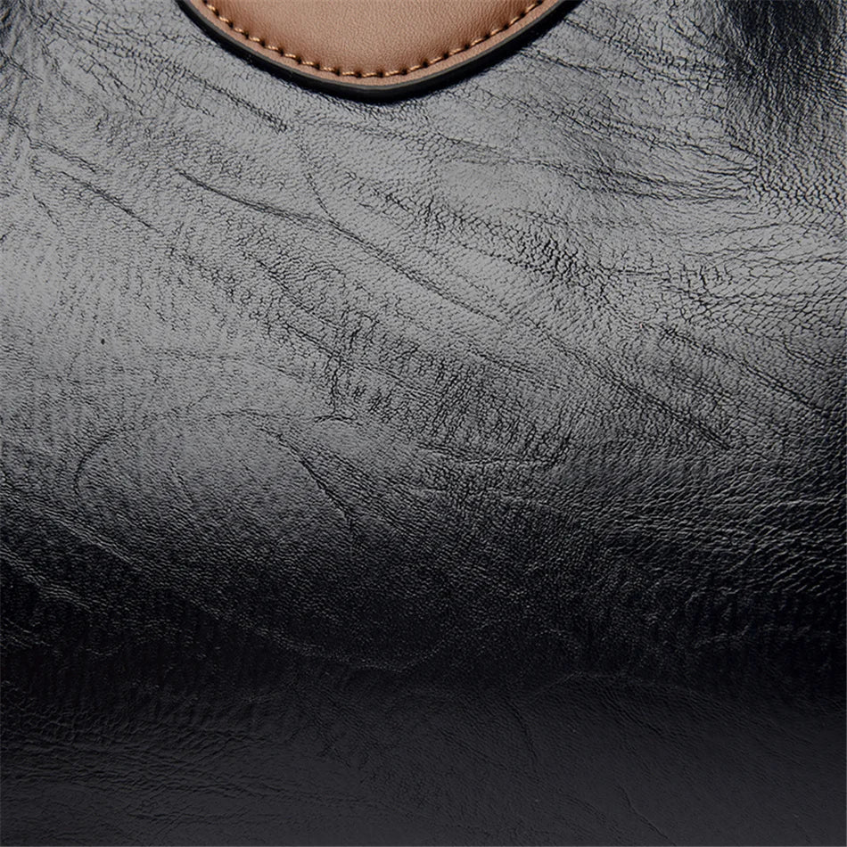 Women's 3-Layer Oil Skin Leather Luxury Designer Crossbody Tote Bag