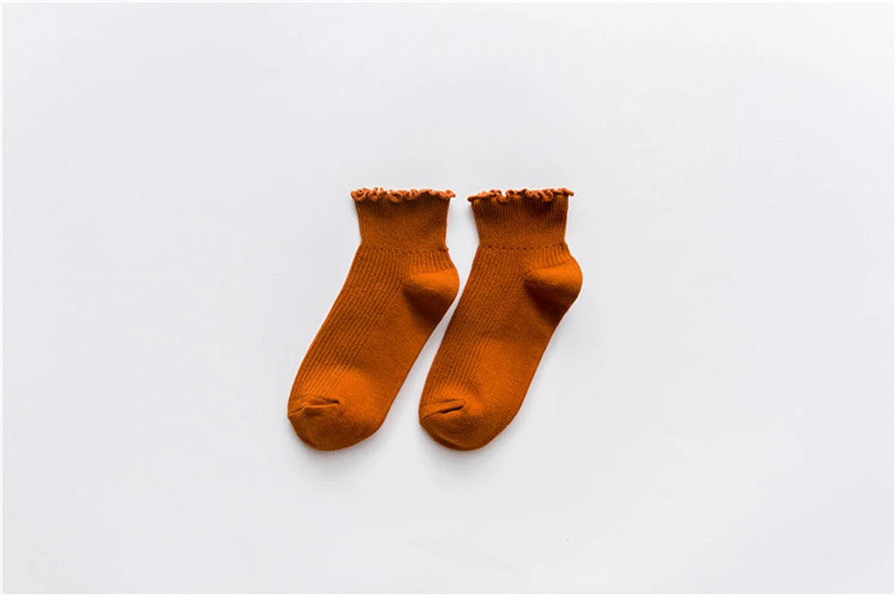 Fashion Lace Ruffles Soft Cotton Women Socks