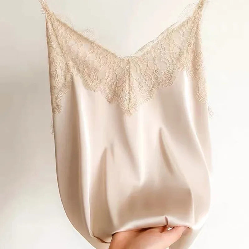 Women's Silk Satin V-Neck Camisole Tank Top