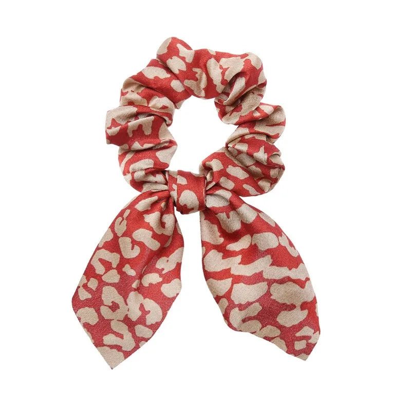 Floral Bow Scrunchies - Printed Elastic Hair Ties for Women & Girls - lily supply