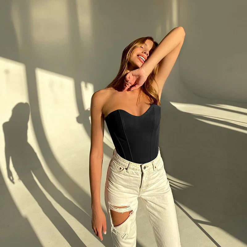 Women's Corset Strapless Cropped Tube Top