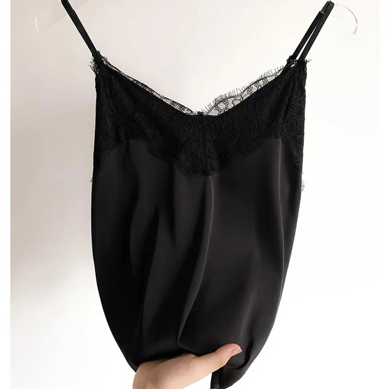 Women's Silk Satin V-Neck Camisole Tank Top