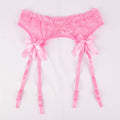 Black/Red/Pink/White Lace Bow Garters Belt Women Sexy Transparent Lingerie Adjustable Suspender Belt For Thigh High Stockings