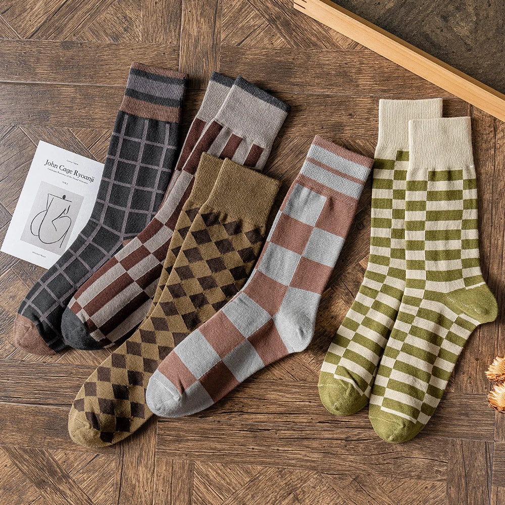 Salina Women's Combed Cotton Mid Tube Calf Socks - Retro Fashion Leisure Sports