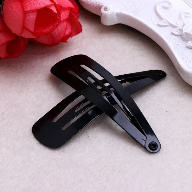 12pcs Simple Black Straight Hair Clips - Snap Barrettes for Women - lily supply