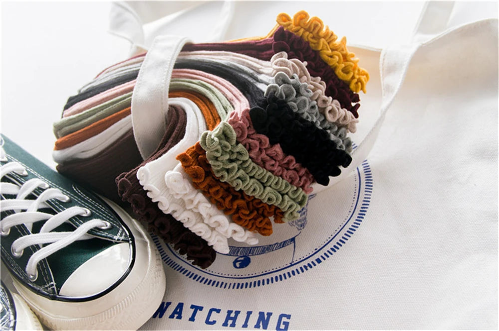 Fashion Lace Ruffles Soft Cotton Women Socks