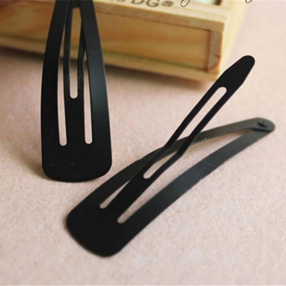 12pcs Simple Black Straight Hair Clips - Snap Barrettes for Women - lily supply