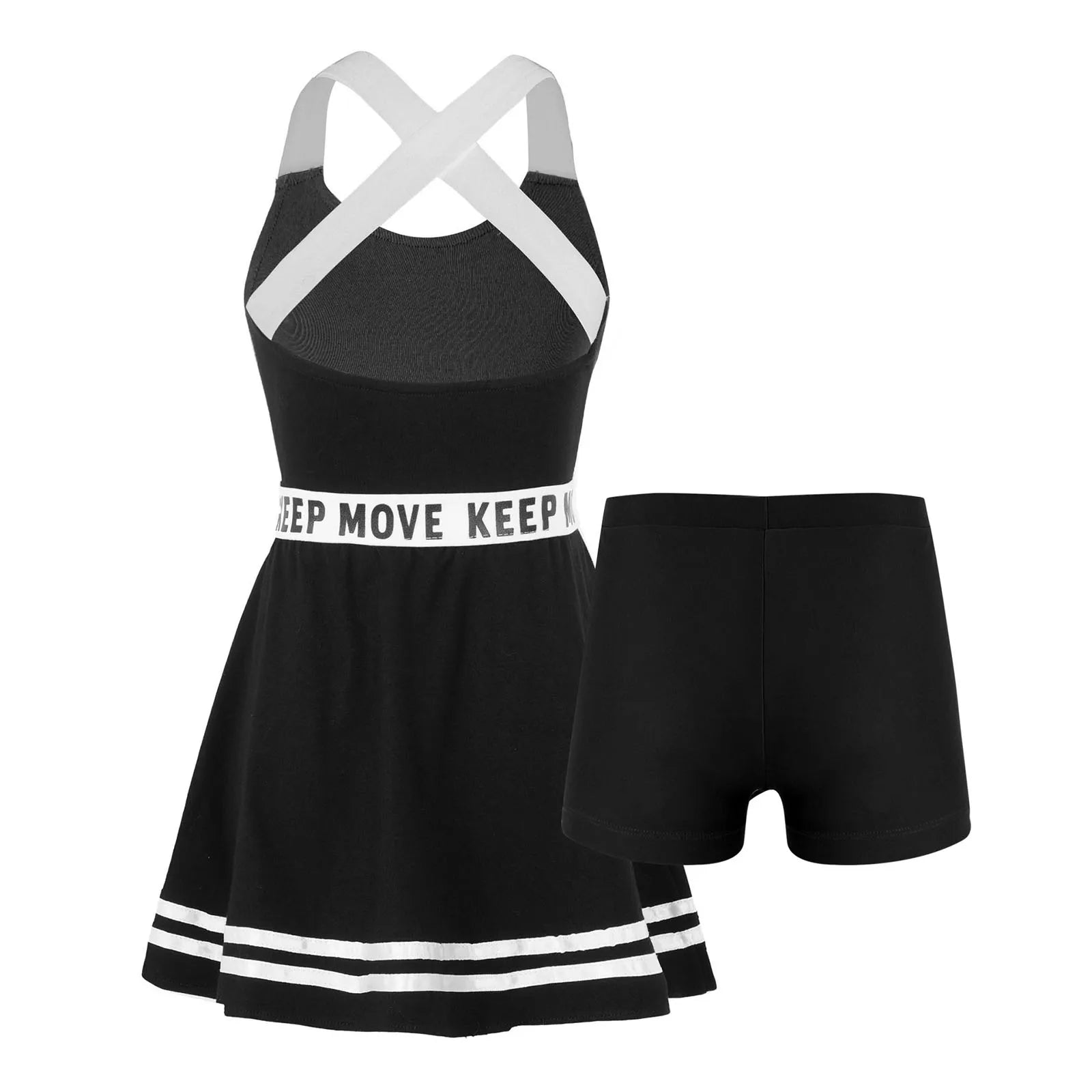 Children Girls Sports Dress Sleeveless Backless Letter Print Dresses with Shorts Set Tracksuit Tennis Gym Workout Sportswear - lily supply