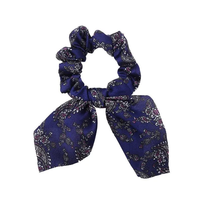 Floral Bow Scrunchies - Printed Elastic Hair Ties for Women & Girls - lily supply