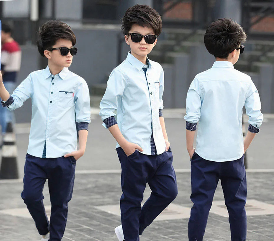 Boys School Graduation Turn Down Collar Shirt