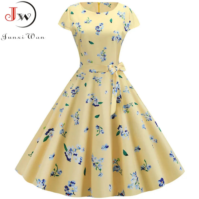 Women's Vintage Polka Dot Midi Dress