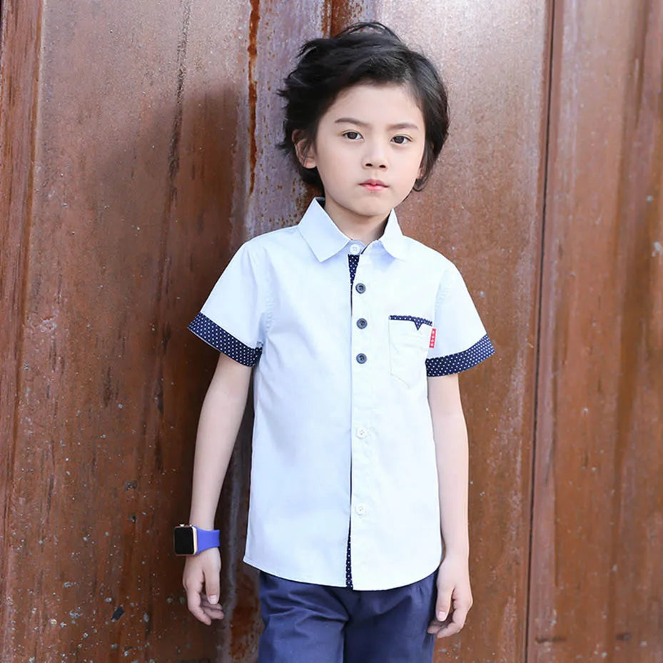 Boys School Graduation Turn Down Collar Shirt