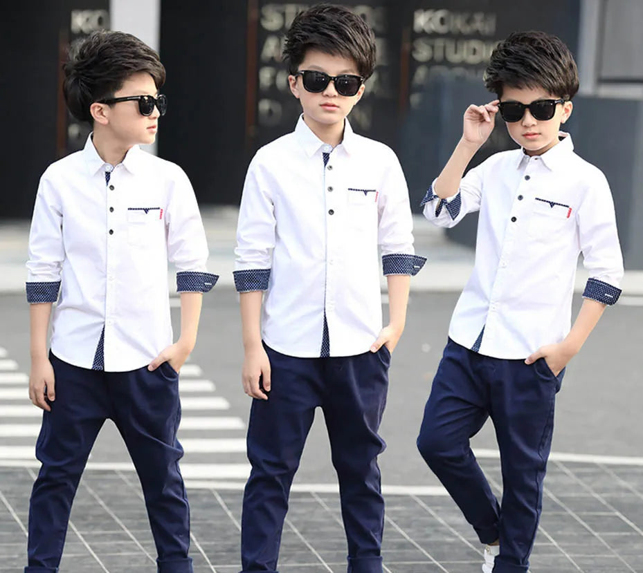 Boys School Graduation Turn Down Collar Shirt