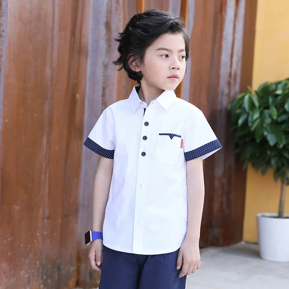 Boys School Graduation Turn Down Collar Shirt