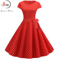 Women's Vintage Polka Dot Midi Dress