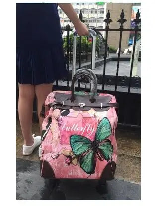 Brand Women Wheeled Luggage bag Cabin travel Trolley Bags on wheels rolling luggage bag for woman Trolley Suitcase wheeled Bags