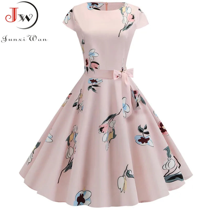 Women's Vintage Polka Dot Midi Dress