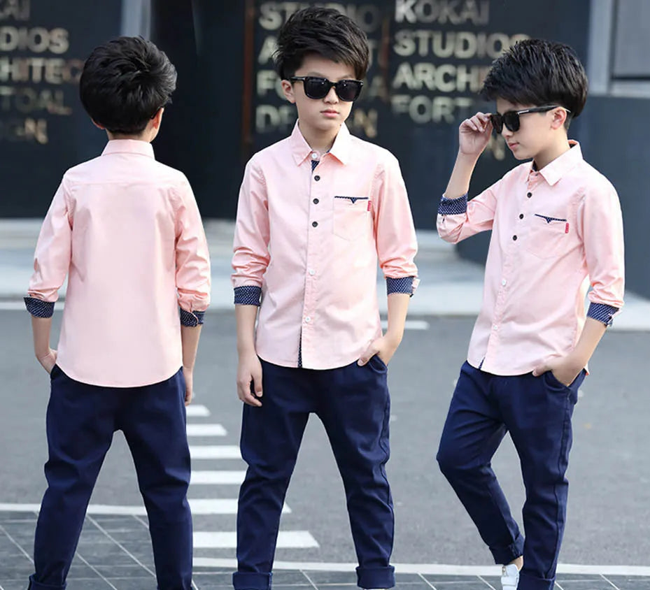 Boys School Graduation Turn Down Collar Shirt