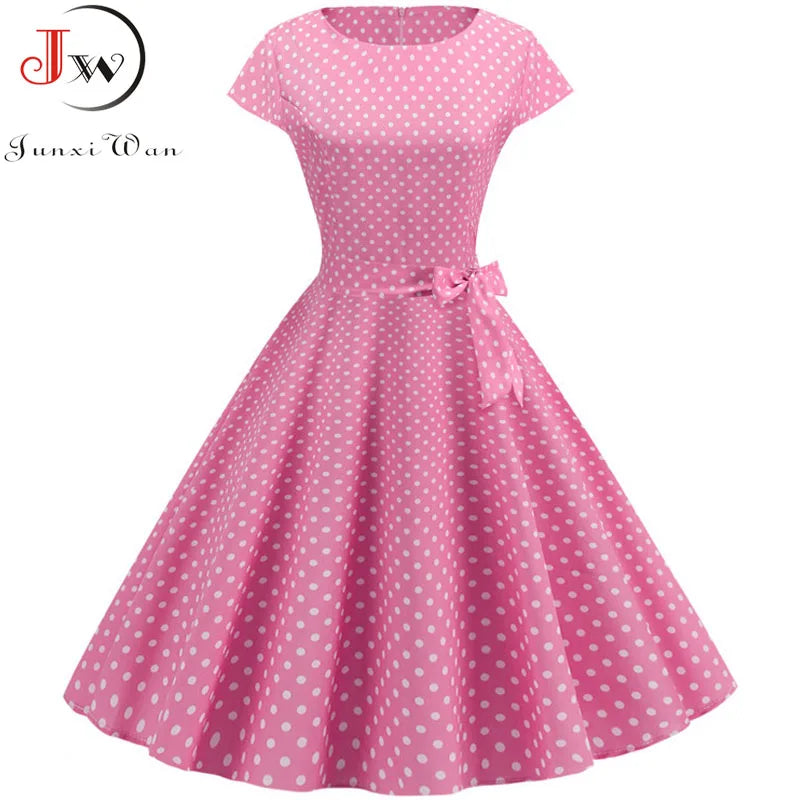 Women's Vintage Polka Dot Midi Dress