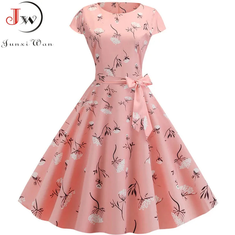 Women's Vintage Polka Dot Midi Dress