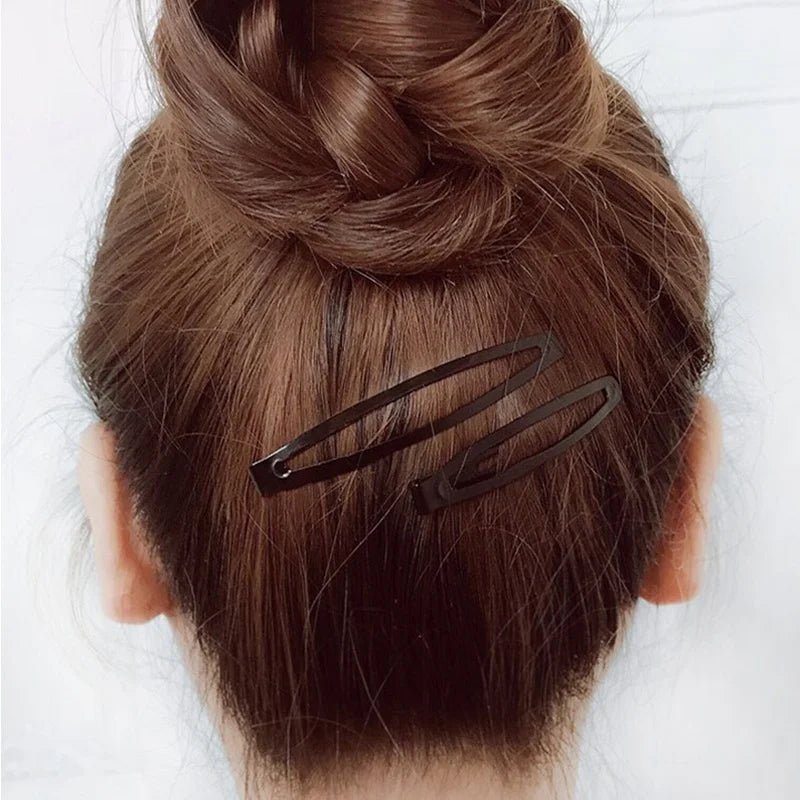 12pcs Simple Black Straight Hair Clips - Snap Barrettes for Women - lily supply