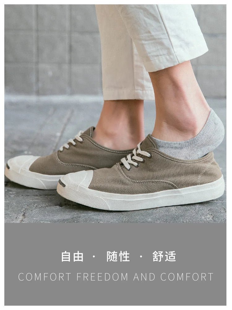 Men's Invisible Silicone Ankle Boat Socks - 5 Pairs Cotton No - Show Slippers - lily supply