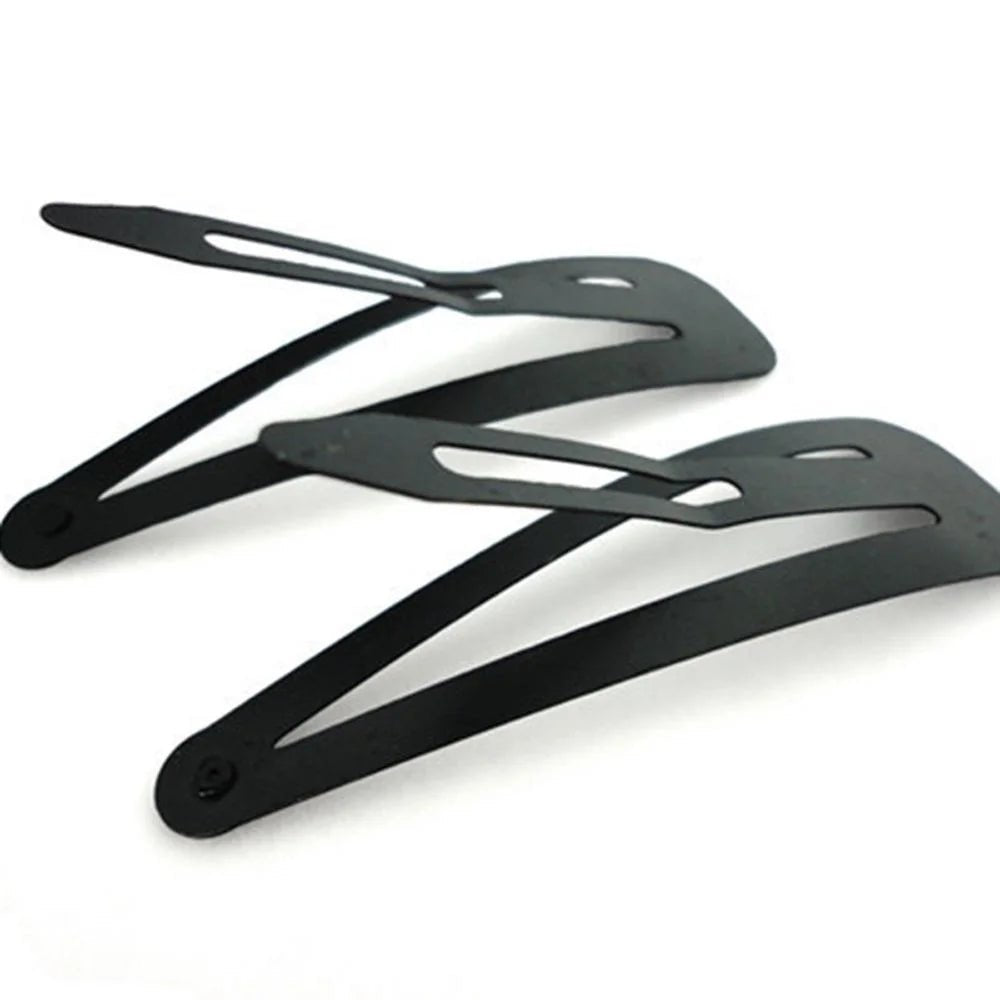 12pcs Simple Black Straight Hair Clips - Snap Barrettes for Women - lily supply