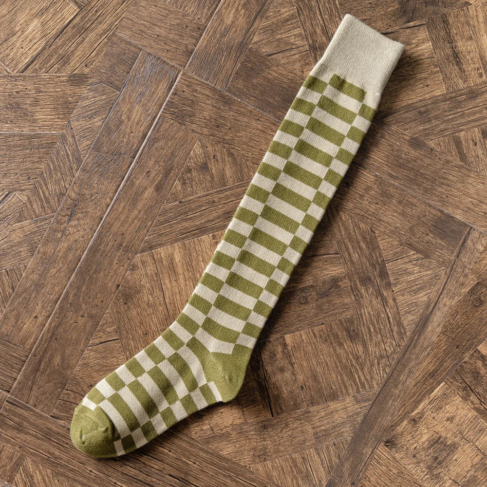 Salina Women's Combed Cotton Mid Tube Calf Socks - Retro Fashion Leisure Sports
