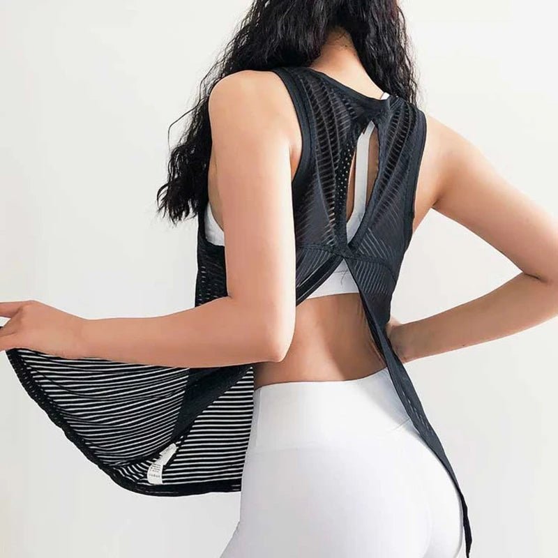 Sexy Open Back Sport T-shirt Women Gym Tank top Loose Sportswear Breathable Workout Tank Top Sleeveless Fitness Yoga T shirt top - lily supply