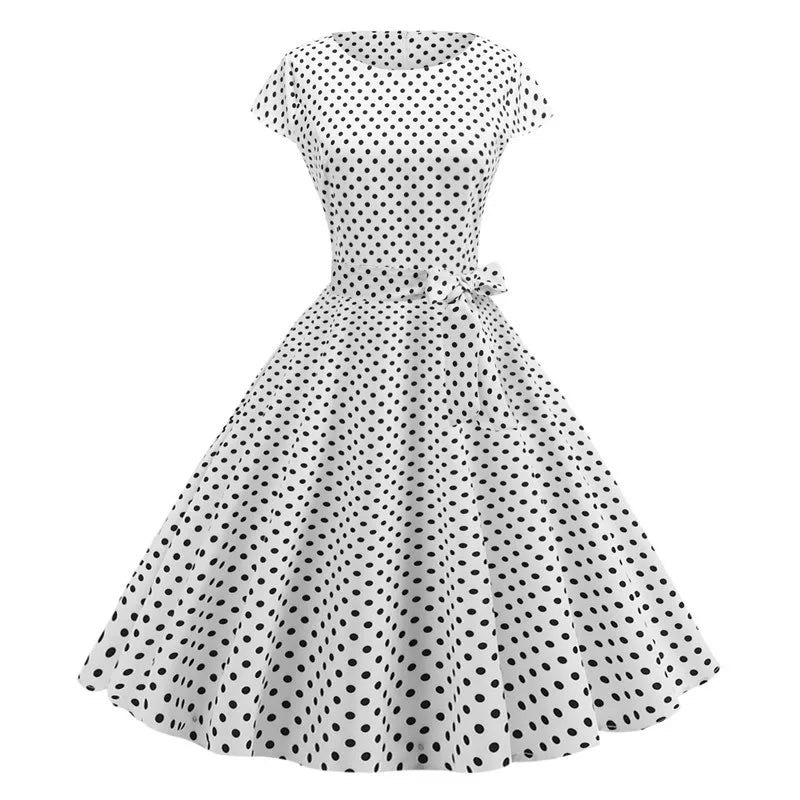 Women's Vintage Polka Dot Midi Dress