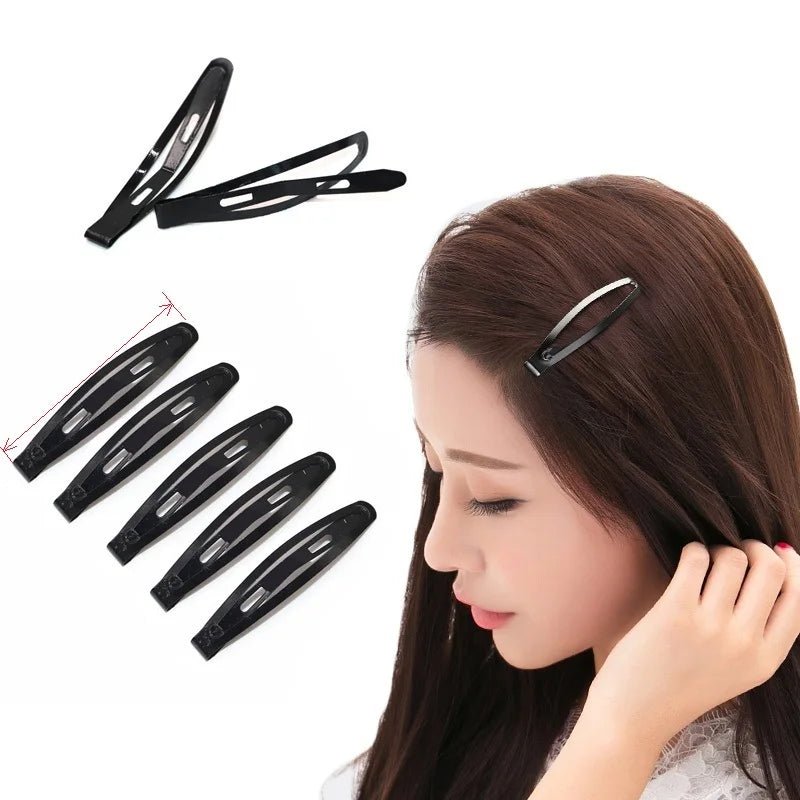 12pcs Simple Black Straight Hair Clips - Snap Barrettes for Women - lily supply