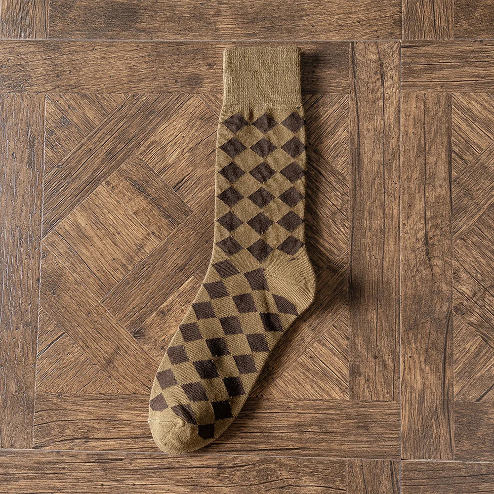 Salina Women's Combed Cotton Mid Tube Calf Socks - Retro Fashion Leisure Sports